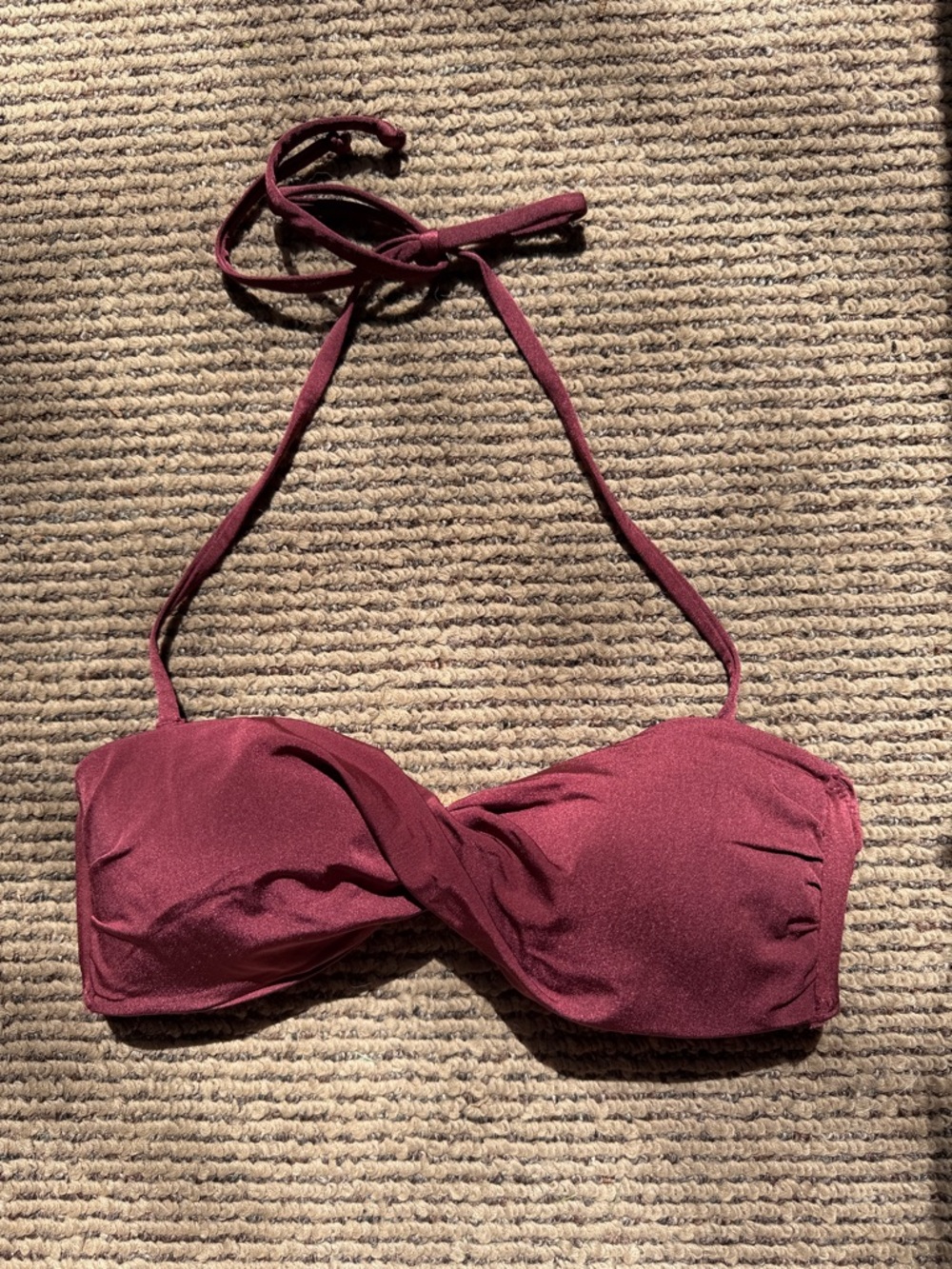 H&M Burgundy Twist Bandeau Bikini Top